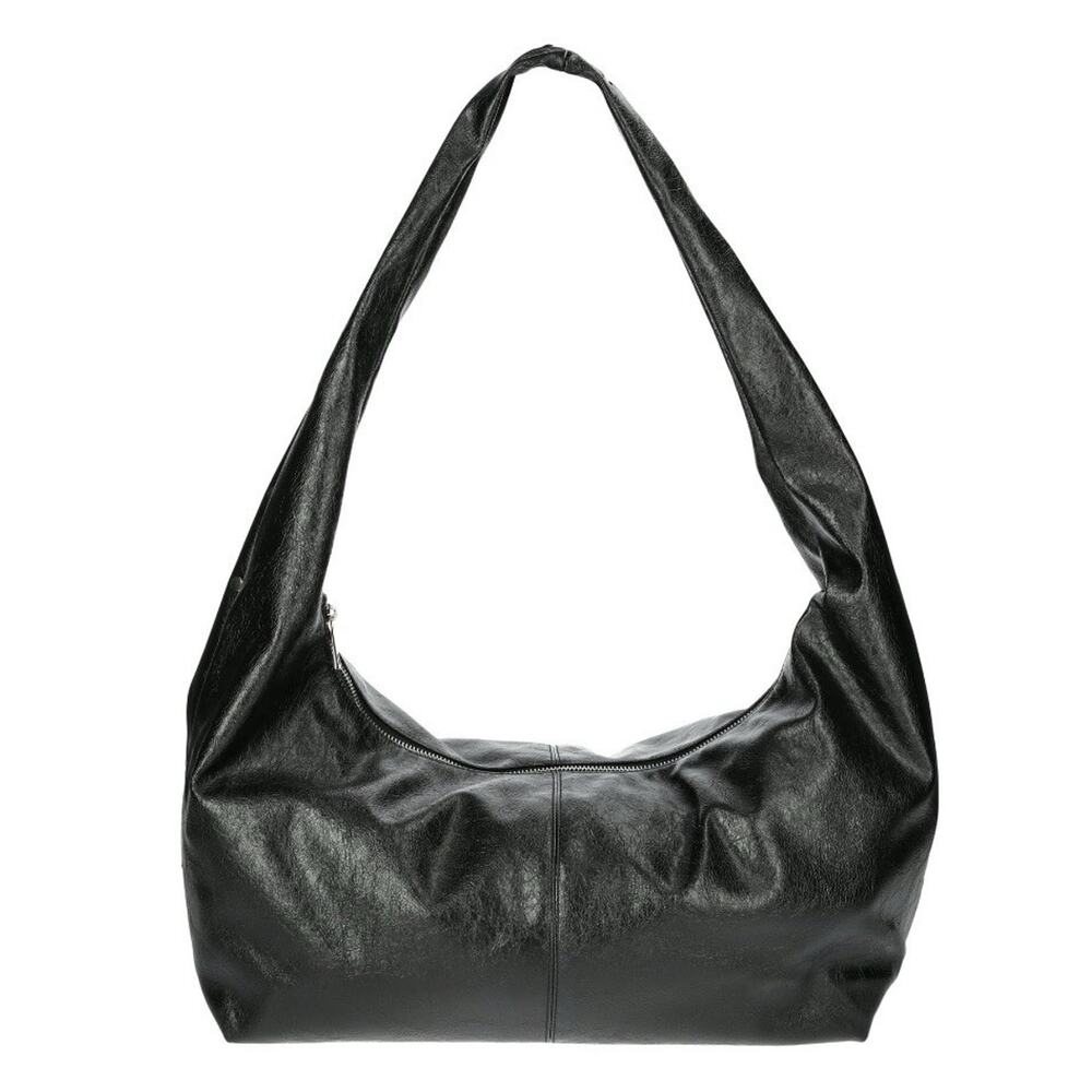 No Boundaries Black Hobo Shoulder Bag Gold Studded Trim Faux Leather NWT